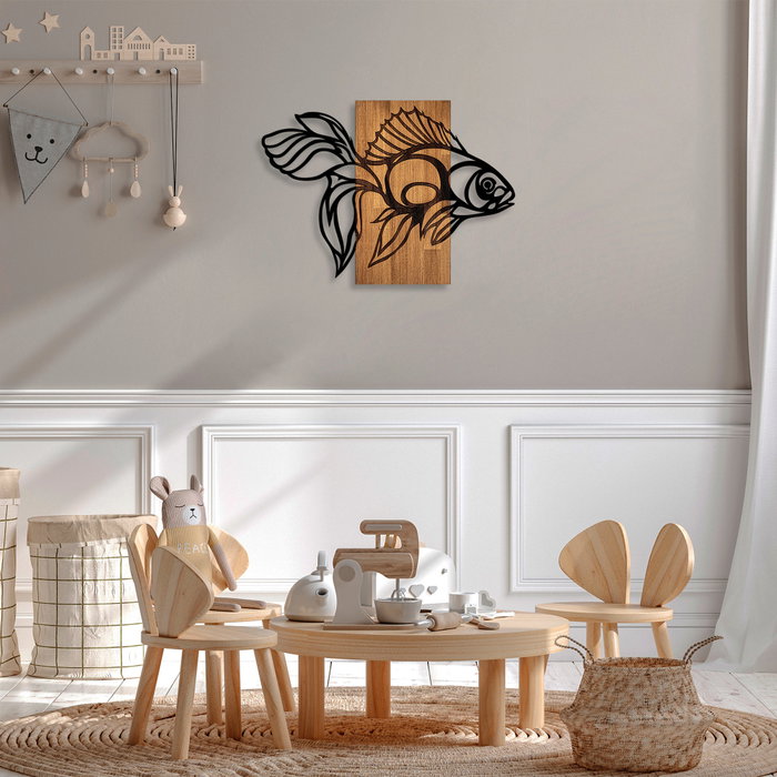 Wallity MA-306 Accesorio decorativo de madera y metal Nogal y Negro Wallity MA-306 Accesorio decorativo de madera y metal Nogal y Negro